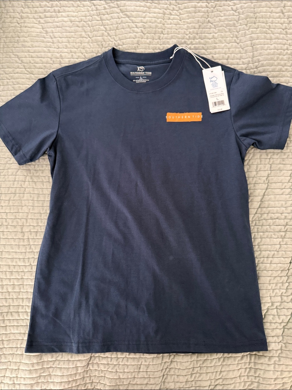 Southern Tide Navy Tee with Orange Chest Accent